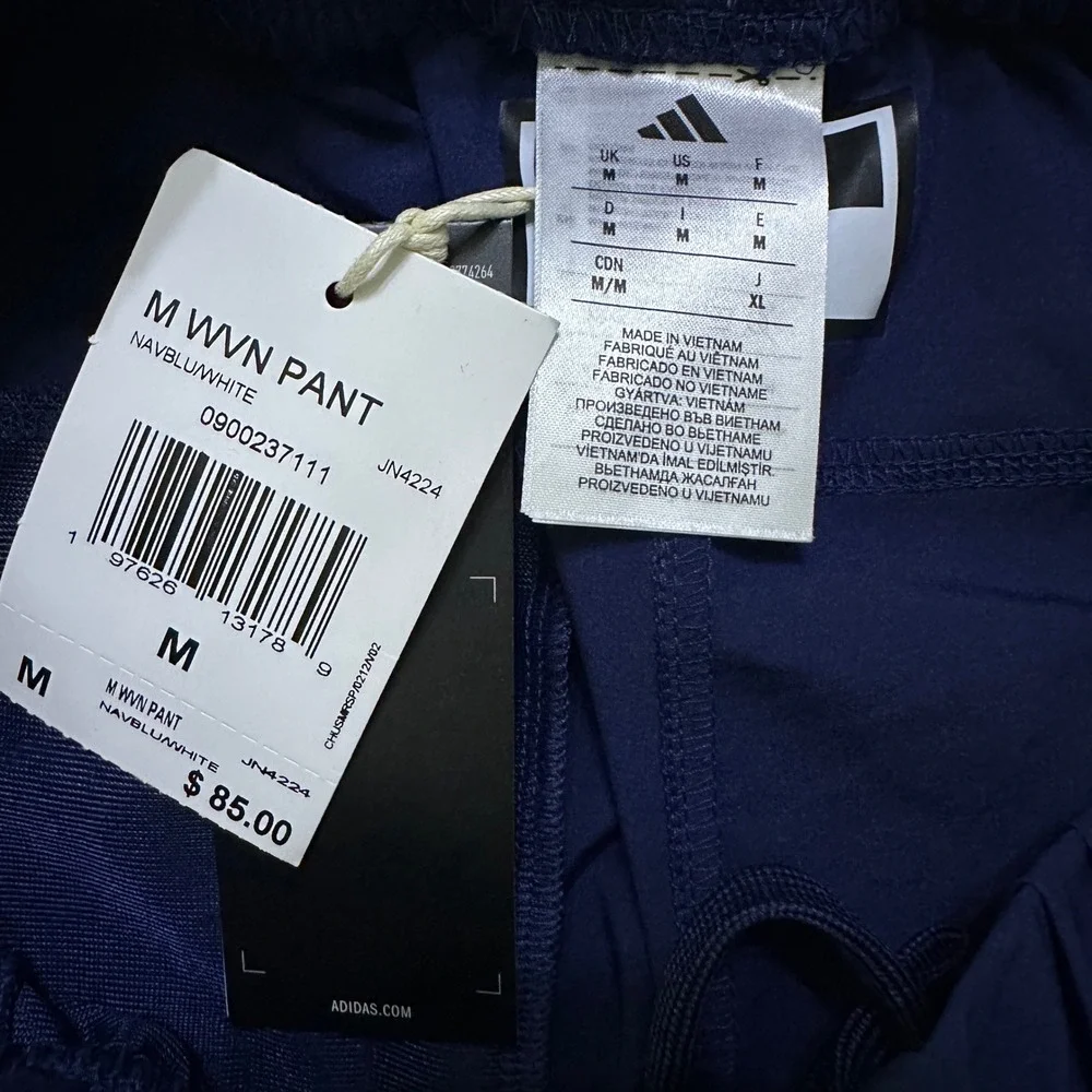 Adidas Mens Woven Track Pants M Navy Blue Ankle Zip Tapered Athletic Activewear